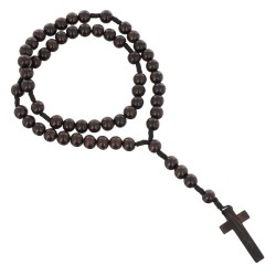 Piękny różaniec z bursztynu i  hebanu, różaniec katolicki, różaniec drewniany, naszyjnik