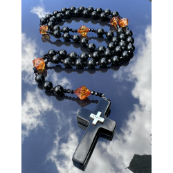 Różaniec black amber