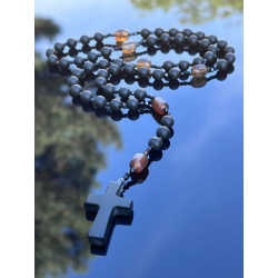 Różaniec “Black Mate Amber”...