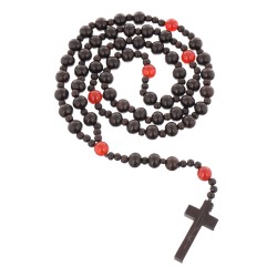 Piękny różaniec z bursztynu i  hebanu, różaniec katolicki, różaniec drewniany, naszyjnik