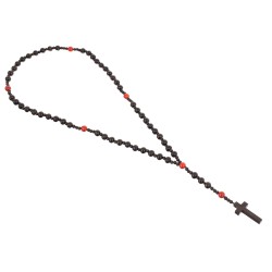 Piękny różaniec z bursztynu i  hebanu, różaniec katolicki, różaniec drewniany, naszyjnik