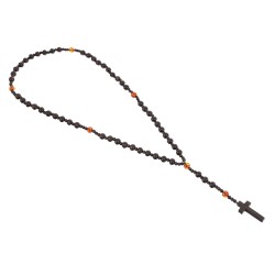 Piękny różaniec z bursztynu i  hebanu, różaniec katolicki, różaniec drewniany, naszyjnik