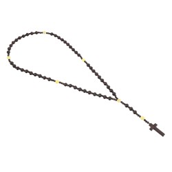 Piękny różaniec z bursztynu i  hebanu, różaniec katolicki, różaniec drewniany, naszyjnik