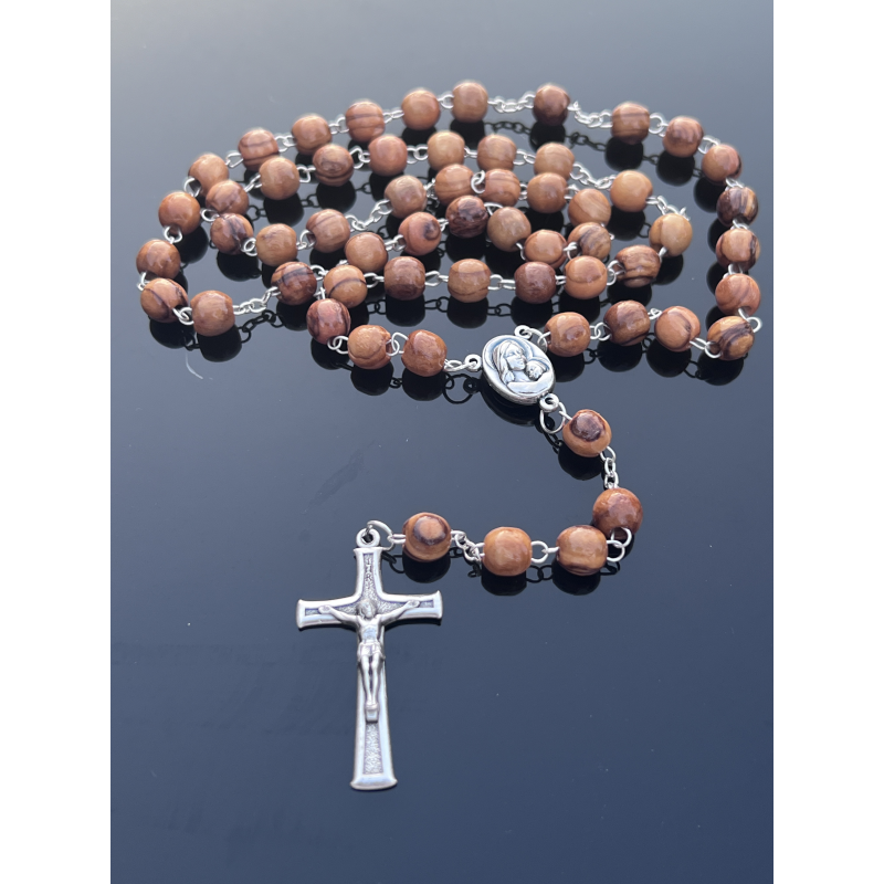 Różaniec modlitewny z drewna oliwnego – prezent religijny z Palestyny