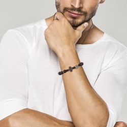 Bransoletka różaniec katolicki bursztyn heban drewniany