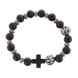 OraRosarium - Bransoletka różaniec na rękę męski heban tygrysi metal