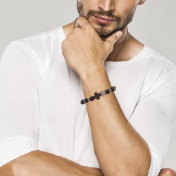 OraRosarium - Bransoletka różaniec na rękę męski heban tygrysi metal