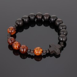 OraRosarium - Bransoletka różaniec królewski na rękę bursztyn heban