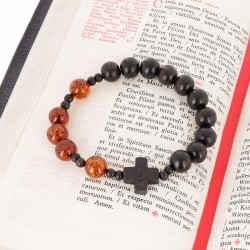 OraRosarium - Bransoletka różaniec królewski na rękę bursztyn heban