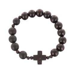 Bransoletka różaniec katolicki bursztyn heban drewniany