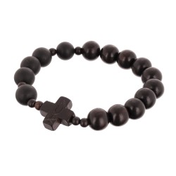 Bransoletka różaniec katolicki bursztyn heban drewniany