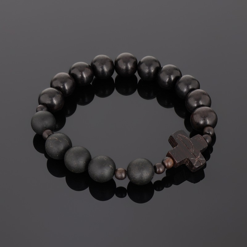 Bransoletka różaniec katolicki bursztyn heban drewniany