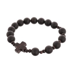 OraRosarium - Bransoletka różaniec królewski ne rękę bursztyn czarny mat heban tygrysi