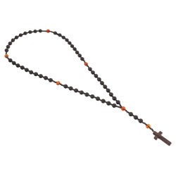 Piękny różaniec z bursztynu i  hebanu, różaniec katolicki, różaniec drewniany, naszyjnik