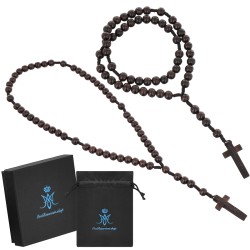 Piękny różaniec z bursztynu i  hebanu, różaniec katolicki, różaniec drewniany, naszyjnik