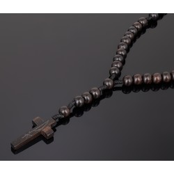 Piękny różaniec z bursztynu i  hebanu, różaniec katolicki, różaniec drewniany, naszyjnik