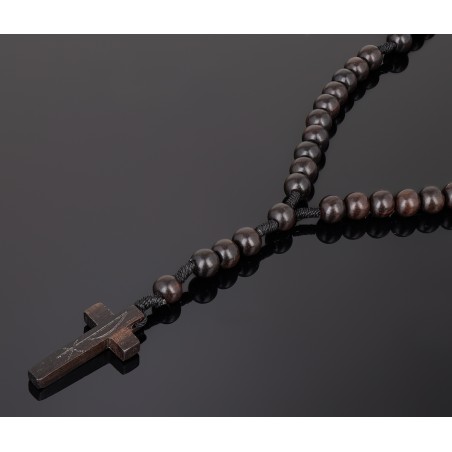 Piękny różaniec z bursztynu i  hebanu, różaniec katolicki, różaniec drewniany, naszyjnik