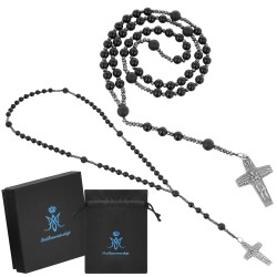 Piękny różaniec z bursztynu i  hebanu, różaniec katolicki, różaniec drewniany, naszyjnik