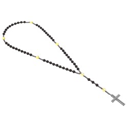 Piękny różaniec z bursztynu i  hebanu, różaniec katolicki, różaniec drewniany, naszyjnik