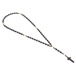 Piękny różaniec z bursztynu i  hebanu, różaniec katolicki, różaniec drewniany, naszyjnik