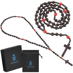 Piękny różaniec z bursztynu i  hebanu, różaniec katolicki, różaniec drewniany, naszyjnik