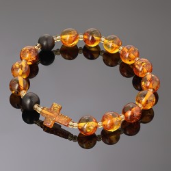 Bransoletka różaniec bursztyn koniak rozmiar uni